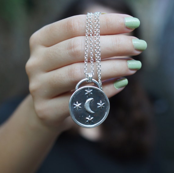 Waning crescent moon necklace deals