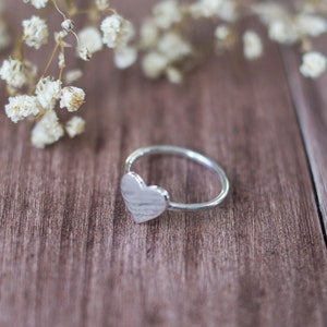 Sterling Silver Small Heart Rings for Women, Fashion Tiny Heart Ring Stackable, Handmade Silver Heart stacking Ring