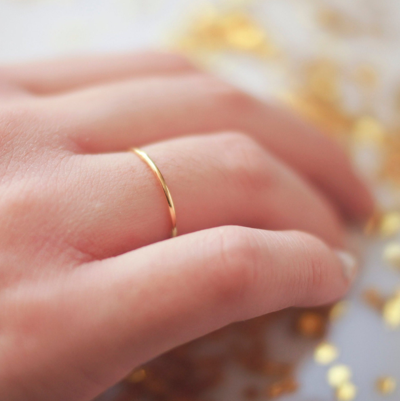 Anillos oro finos - Etsy España