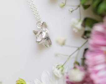tiny fox necklace for women, sterling silver necklace, animal jewelry, silver fox pendant, silver fox necklace, woodland jewelry gift