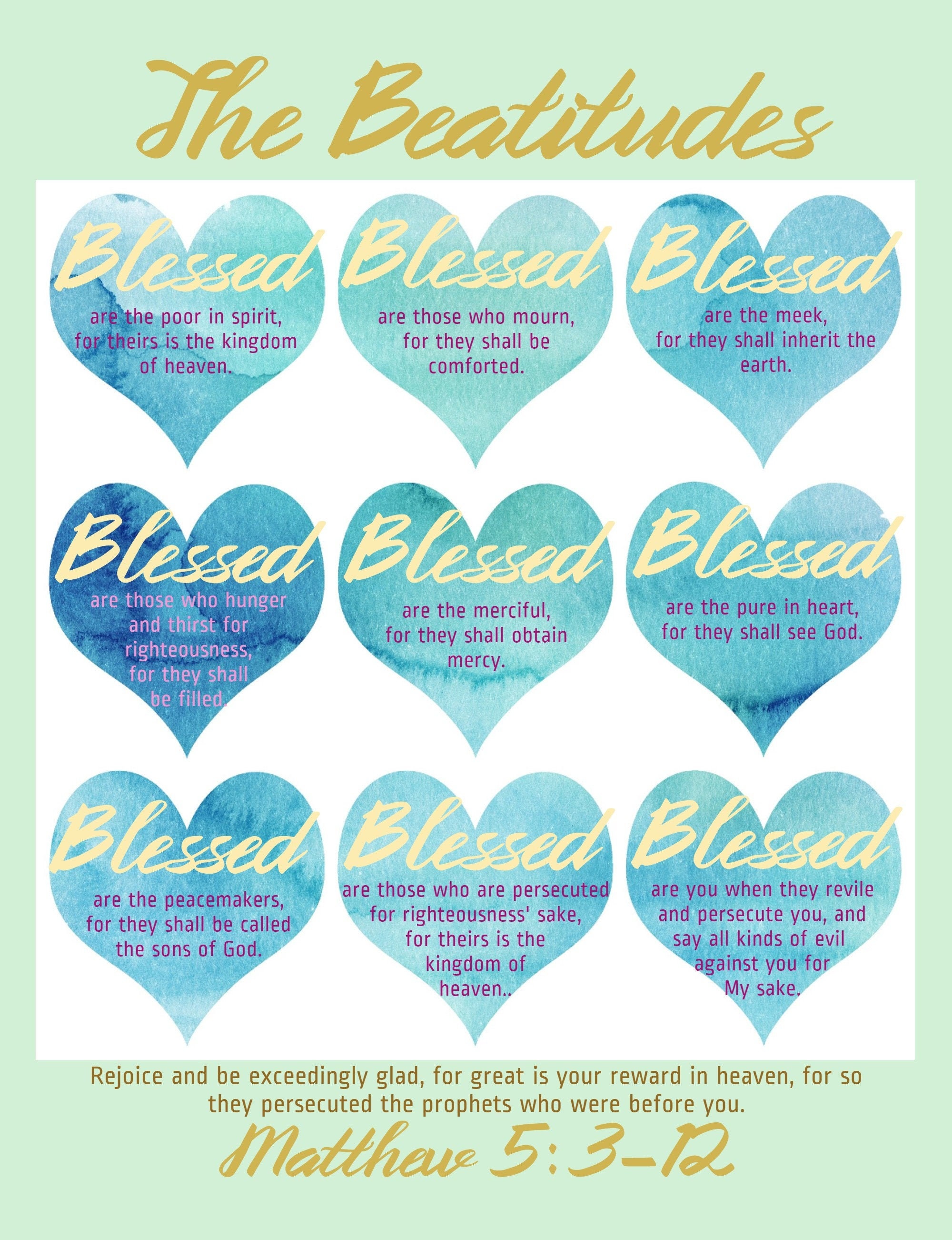 The Beatitudes Printable Download 8 x 10 print | Etsy