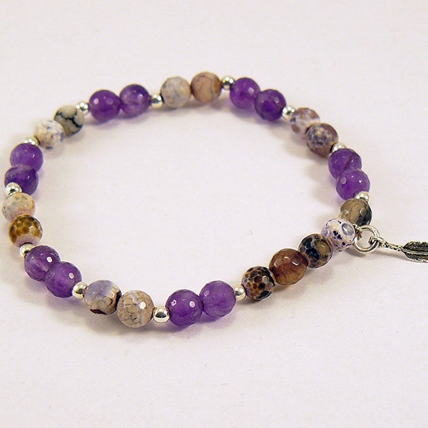 Armband aus facettiertem Amethyst und Silber, mit Geschenkbox, Heilstein, Energie