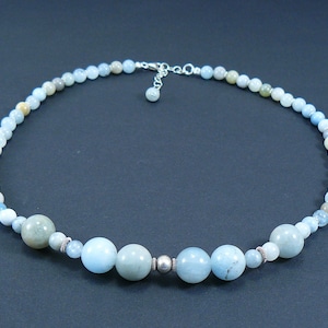 Halskette aus Aquamarin und Silber, mit Geschenkbox, Heilstein, Energie