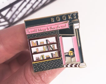 Bookshop Enamel Pin, Book Store Enamel Pin, Book Lover Enamel Pin, Pins for Book Lovers,Pastel Enamel Pin,Book Worm Pin,Book Lover Gifts