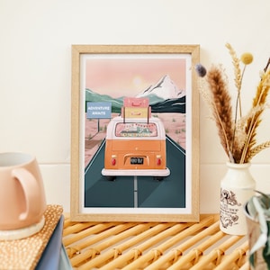 Campervan print, Campervan art print, Campervan art, Campervan print, Campervan poster, Campervan travel poster, Travel art, Travel print