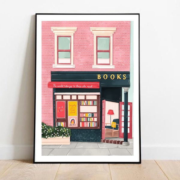 New York bookshop, Bookshop art print, Bookshop art, Book art print, Reading art print, Bookworm art, Books art print, New York art, NYC