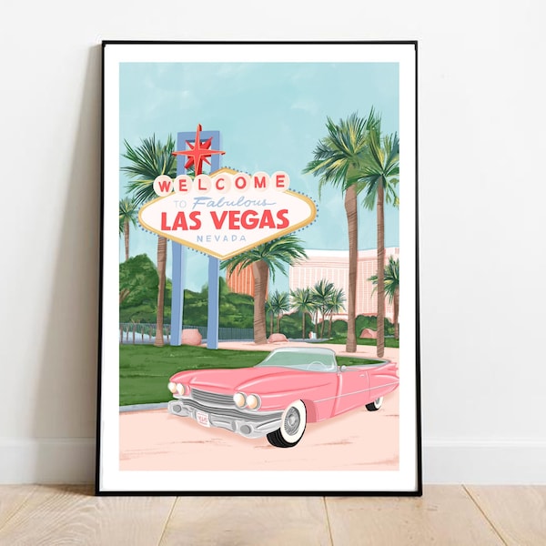 Impresión de arte de Las Vegas, arte de Las Vegas, arte de EE. UU., Impresión de Las Vegas, cartel de Las Vegas, arte de Las Vegas, Las vegas nevada, cartel de viaje de Las Vegas