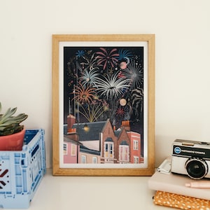 Bonfire Night, Bonfire art print, Bonfire poster, Bonfire print, Bonfire art, Bonfire night poster, Firework art print, Firework print