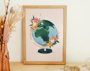 The World art print, World art print, Earth art print, Nursery art print, Nursery wall art, Nursery decor, Nursery print, Globe print