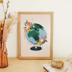 The World art print, World art print, Earth art print, Nursery art print, Nursery wall art, Nursery decor, Nursery print, Globe print image 1