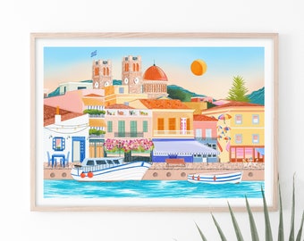 Aegina art print, Aegina print, Aegina print, Aegina Greece art, Greece art print, Greece landscape art, Greece print, Greece travel art