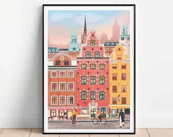 Stockholm, Sweden, Scandinavian print, Travel Print, Stockholm poster, Housewarming, Dorm Decor, Travel Poster, Stockholm art