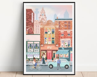 Liverpool, City Poster, Travel Prints, Housewarming gift, New Home gift, Living room wall art decor