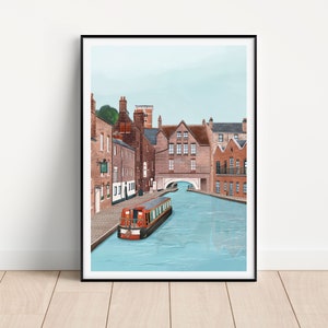 Birmingham,Birmingham Art Print,Birmingham Travel Poster, Birmingham art, Birmingham poster, Birmingham canal art, Travel Print, UK Travel