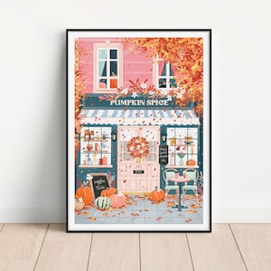 Pumpkin Spice, Coffee poster, Autumn Wall Art, Coffee gift, Kitchen Wall Art, Autumn Decor, Pink Wall Art