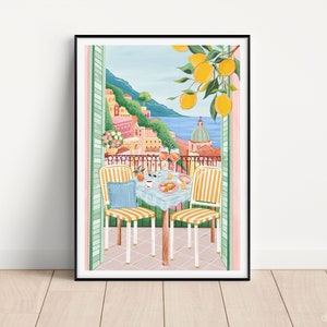 Positano, Amalfi Coast Art Print, Travel Prints, Home Decor, Housewarming gift, Maximalist, Living Room Decor, Anniversary gift, Travel