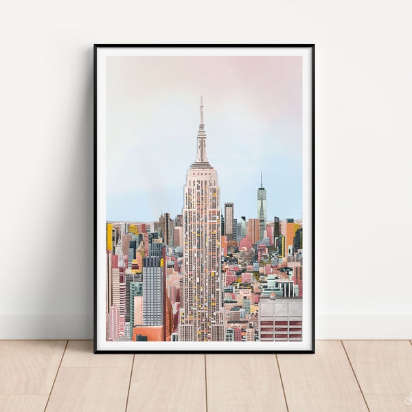 New York, New York Skyline Print, New York Skyline kunst, NYC Skyline, New York skyline print, NYC Skyline print, Travel Print, New York Gift