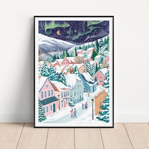 Northern Lights, Aurora Borealis, Norway, Travel poster, City Poster, Winter Wall Art, Home Decor, Living Room Decor, Anniversary gift