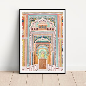 Patrika Gate, Patrika Gate art, Patrika Gate art print, Patrika Gate travel poster, Jaipur, Jaipur India art, Jaipur print, Travel print