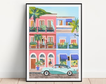 Puerto Rico, Puerto Rico art, Puerto Rico Travel Print, Puerto Rico Print, Puerto Rico Travel art, Puerto Rico poster, Travel Print