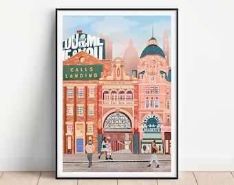 Leeds, Leeds print, Leeds travel poster, Yorkshire print, Travel poster, Travel gift, Architecture print, Leeds gift, Leeds poster