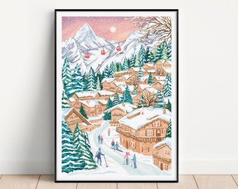 Switzerland Art Print, Mountain Wall Art, Swiss Alps Poster, Travel Print,  Zermatt Print, St Moritz, Living room prints, Travel Gift