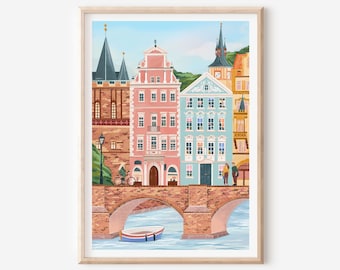 Prague, Prague Travel Print, Travel, Travel Gift, Prague Poster, Prague Wall Art, Housewarming gift, Dorm Decor, Anniversary gift