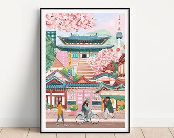 Seoul South Korea, Travel Prints, Bedroom Decor, City Poster, Home Decor, Housewarming gift, Travel, Anniversary gift