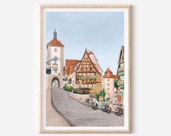 Rothenburg art print, Rothenburg Germany, Rothenburg travel print, Rothenburg poster, Rothenburg ob der Tauber, Rothenburg print, Rothenburg