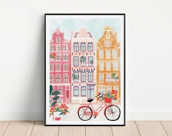 Amsterdam City Print,Amsterdam Print,Amsterdam Wall Art,Amsterdam print, Netherlands art, Amsterdam wall decor, Holland print, Travel Print