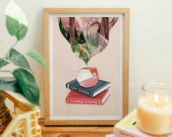 Book art prints, Reading art, Book poster, Bookworm art, Bookworm art print, Reading art print, Reading art, Reading poster, Bookworm art