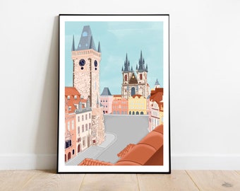 Prague Landmark Poster A1//A2//A3//A4//A5 Wall Art Prague Poster Charles Bridge