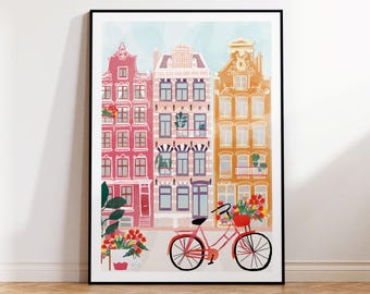 Amsterdam City Print,Amsterdam Print,Amsterdam Wall Art,Amsterdam print, Netherlands art, Amsterdam wall decor, Holland print, Travel Print