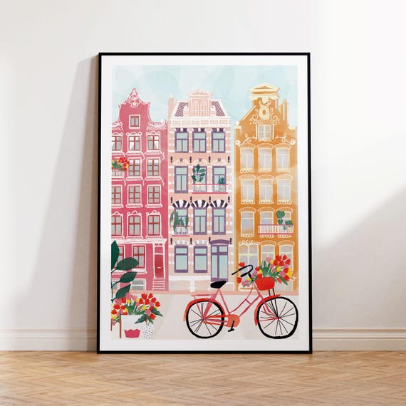 Amsterdam City Print,Amsterdam Print,Amsterdam Wall Art,Amsterdam print, Netherlands art, Amsterdam wall decor, Holland print, Travel Print