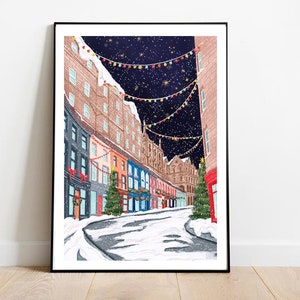 Edinburgh at Christmas, Edinburgh art print, Edinburgh art, Edinburgh Christmas print, Edinburgh Xmas art, Edinburgh Christmas art,