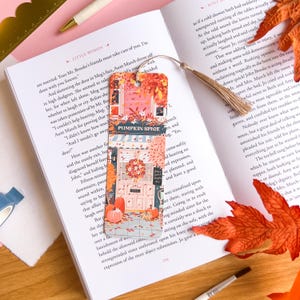 Kürbis Gewürz, Herbst Cafe, Lesezeichen, Herbst, Geschenk für Buchliebhaber, Cottage Core