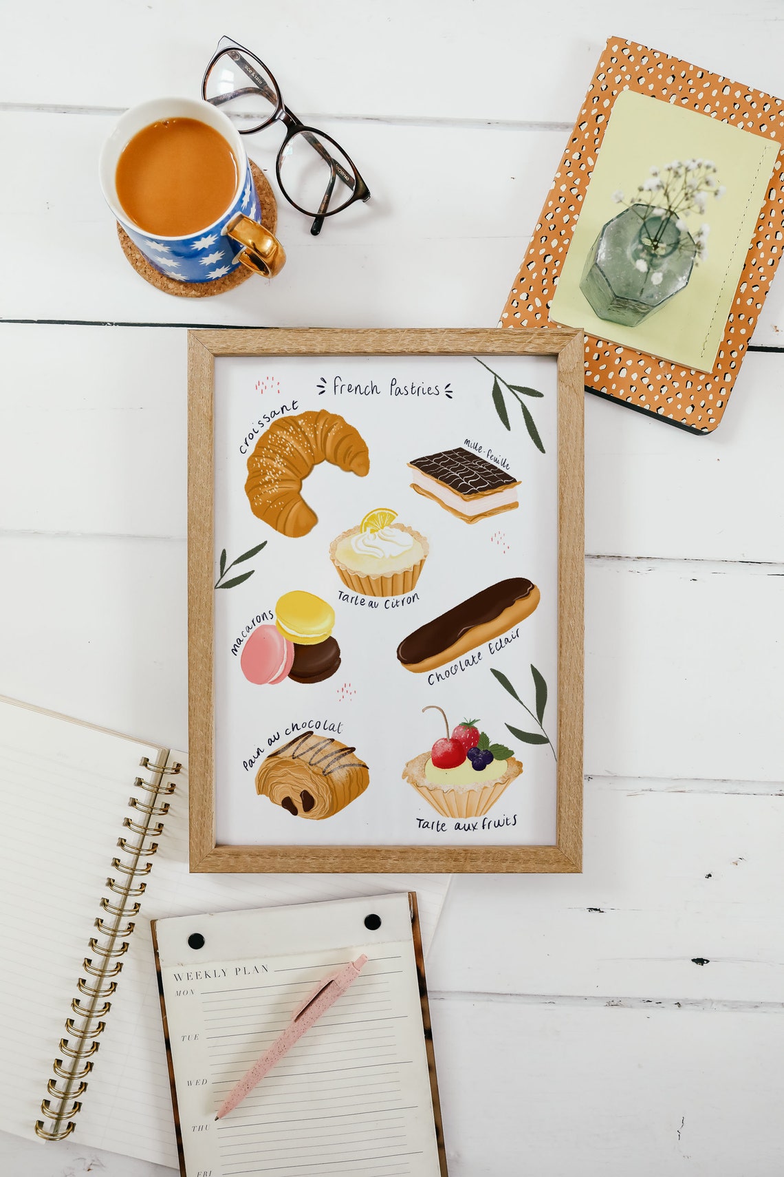 French Pastry Art Print Kitchen Art Printfrench Pastries Etsy