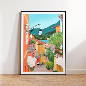 Lago Como, arte del lago Como, impresión de arte del lago Como, cartel del lago Como, cartel de viaje del lago Como, impresión de viaje del lago Como, arte de viaje del lago Como