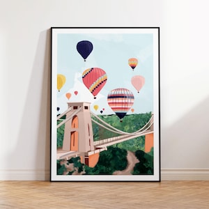 Bristol Kunstdruck, Heißluftballon Druck, Bristol, Cifton Bridge Kunst, Bristol Wandkunst, Bristol Kunstdruck, Bristol Druck, Bristol Poster