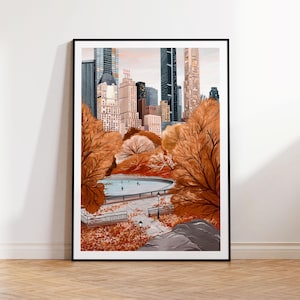 Central Park, Central Park Outono, Impressão Central Park, Arte Central Park, Central Park NYC, Impressão de arte de Nova York, Decoração de Outono, Outono, Decoração de dormitório