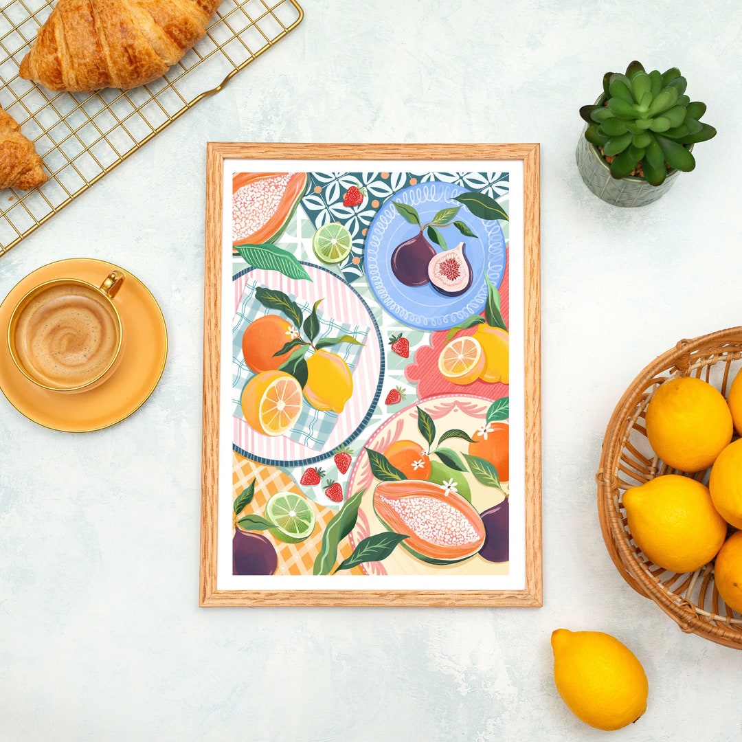 Still Life Fruit Print, Kitchen Prints, Art for Kitchen, Art for Dining
