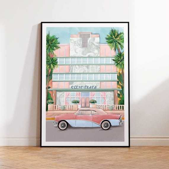 Miami art print, Miami Beach art, Miami Art Deco print, Miami travel poster, Miami poster, Miami wall decor, Miami wall art, Miami poster,