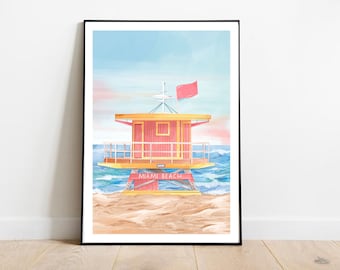 Miami Beach art, Miami Beach hut print, Miami Beach print, Miami Florida, Miami wall art, South Beach, South Beach art, Miami poster,