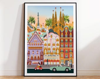 Barcelona-afdruk, Barcelona-kunstdruk, Barcelona-reisposter, Barcelona-poster, Barcelona-kunst, Barcelona-kunst aan de muur, Barcelona-afdruk