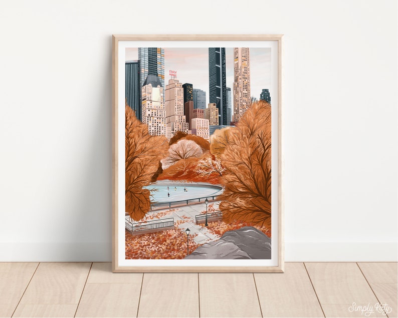 Central Park, Central Park Autumn, Central Park print, Central Park art, Central Park NYC, New York art print, Fall Decor, Autumn,Dorm Decor image 6