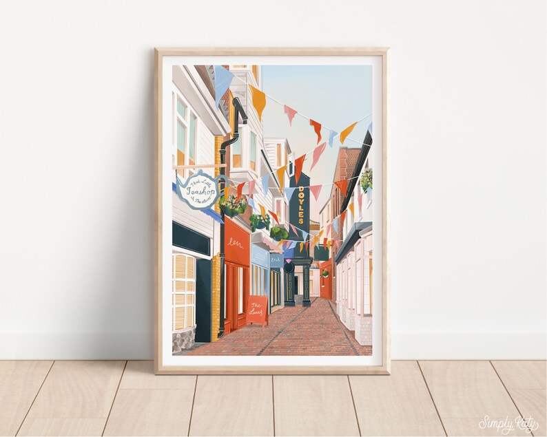 Brighton, Brighton The Lanes,Brighton print, Brighton poster, Brighton art, Brighton poster, Living room print, Seaside prints image 4