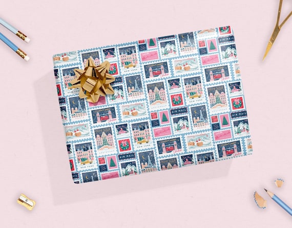 Christmas Gift Wrap, Xmas Wrapping Paper, Christmas Stamp, Fun Holiday Wrapping Paper
