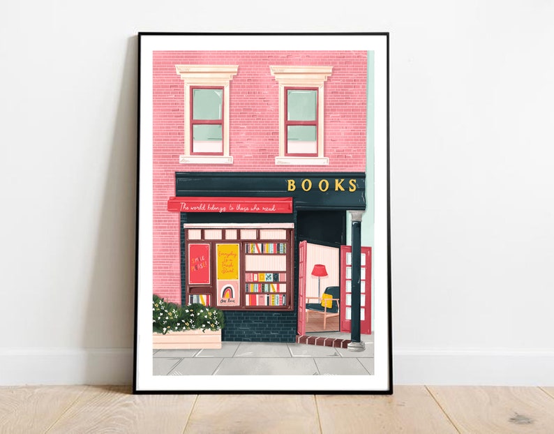 New York bookshop, Bookshop art print, Bookshop art, Book art print, Reading art print, Bookworm art, Books art print, New York art, NYC 