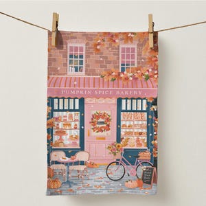 Pumpkin Spice Bakery, Autumn, Fall Decor, Tea Towel, Kitchen Towel, Kitchenware, Kitchen Decor, Dish Towel,