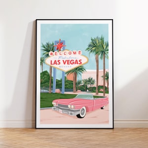 Impresión artística de Las Vegas, arte de Las Vegas, arte de EE. UU., impresión de Las Vegas, póster de Las Vegas, arte de Las Vegas, Las Vegas Nevada, póster de viaje a Las Vegas